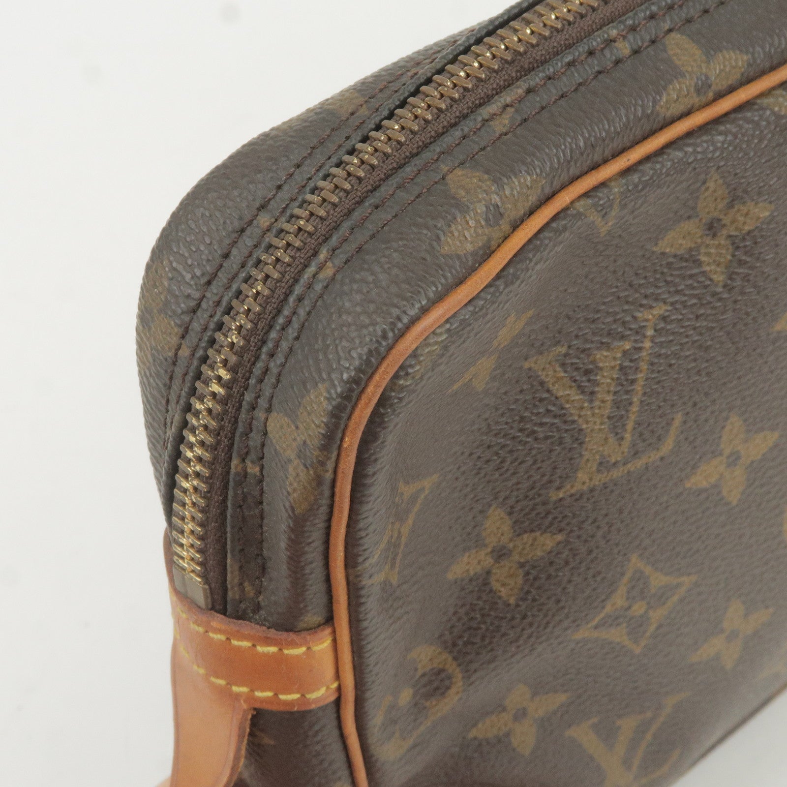 Louis Vuitton Marly Dragonne M51825 Monogram Canvas Wristlet Clutch Bag  Brown