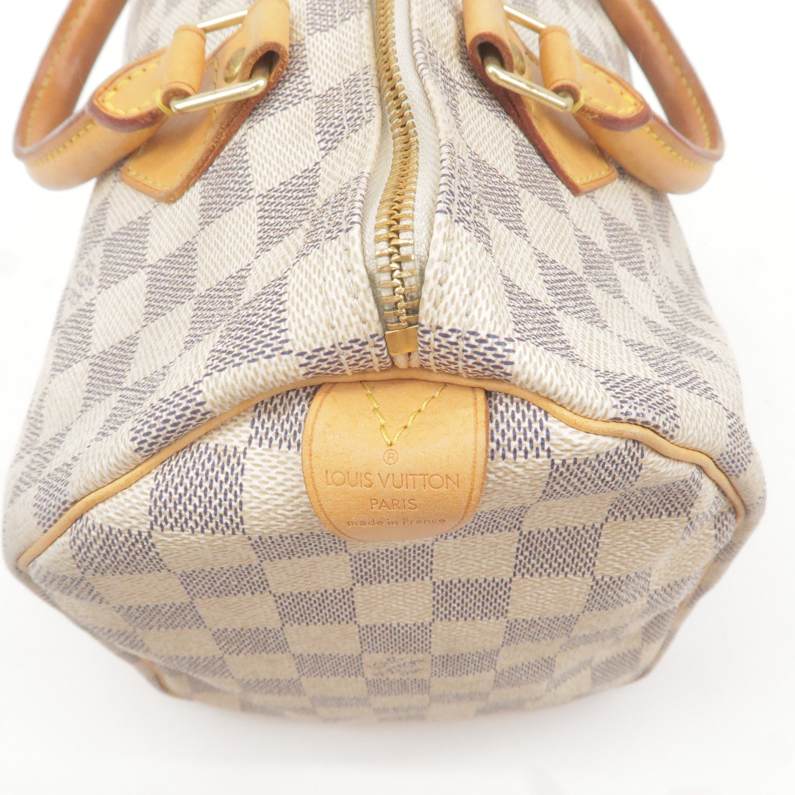 Louis Vuitton Speedy 30 White Damier Azur Hand Bag Made In France