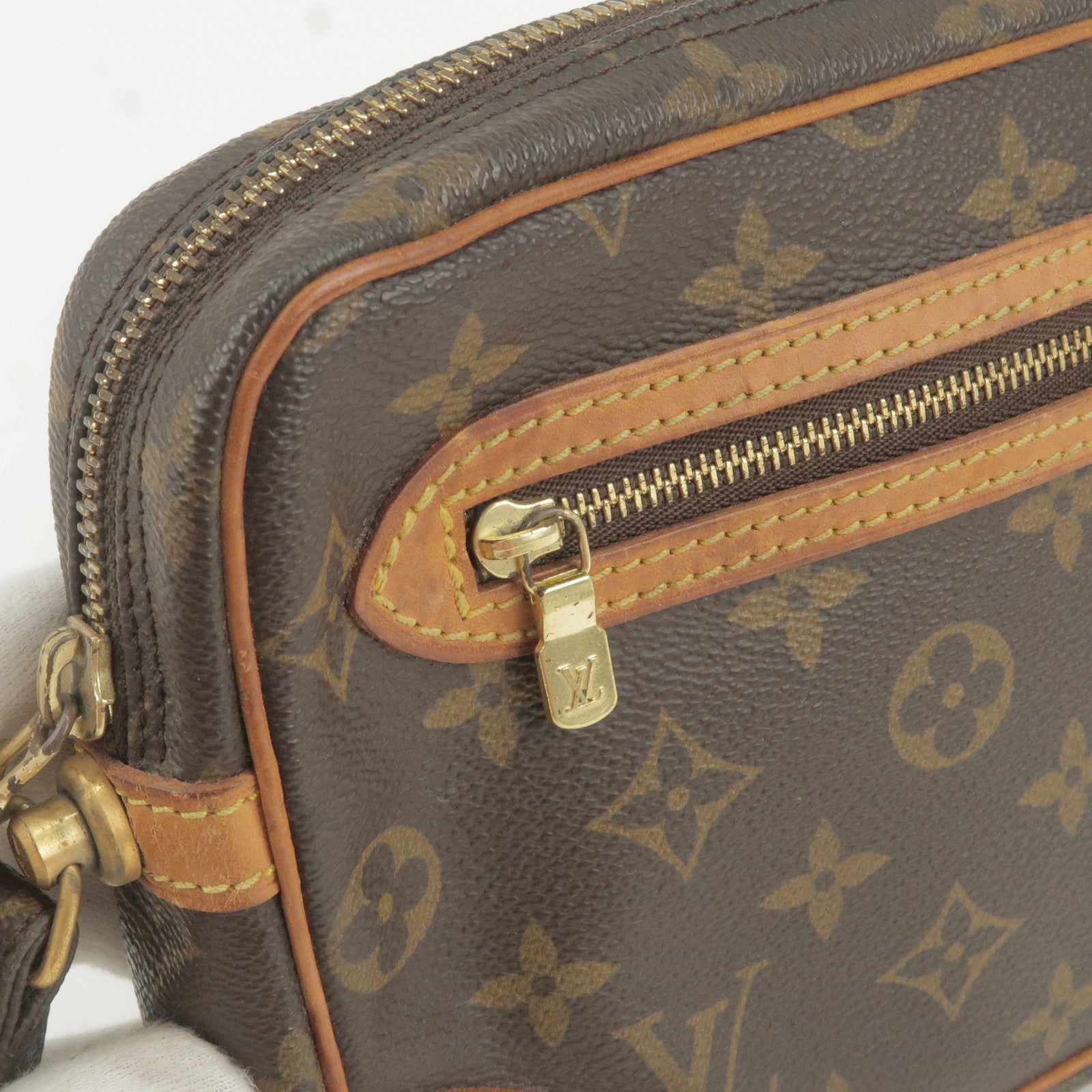 Louis Vuitton Marly Dragonne M51825 Monogram Canvas Wristlet Clutch Bag  Brown