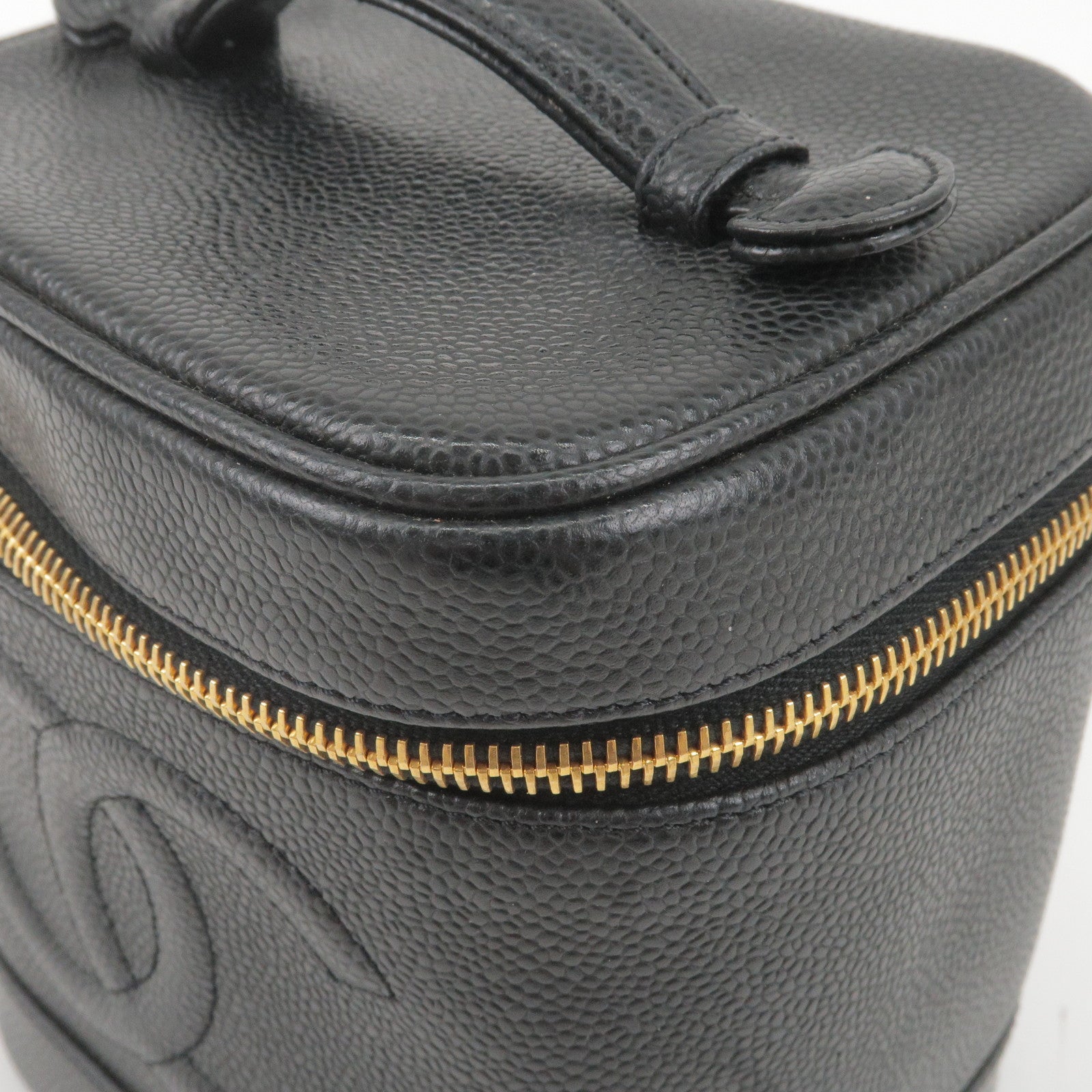 Chanel Black Caviar Leather Vanity Cosmetic Bag Chanel