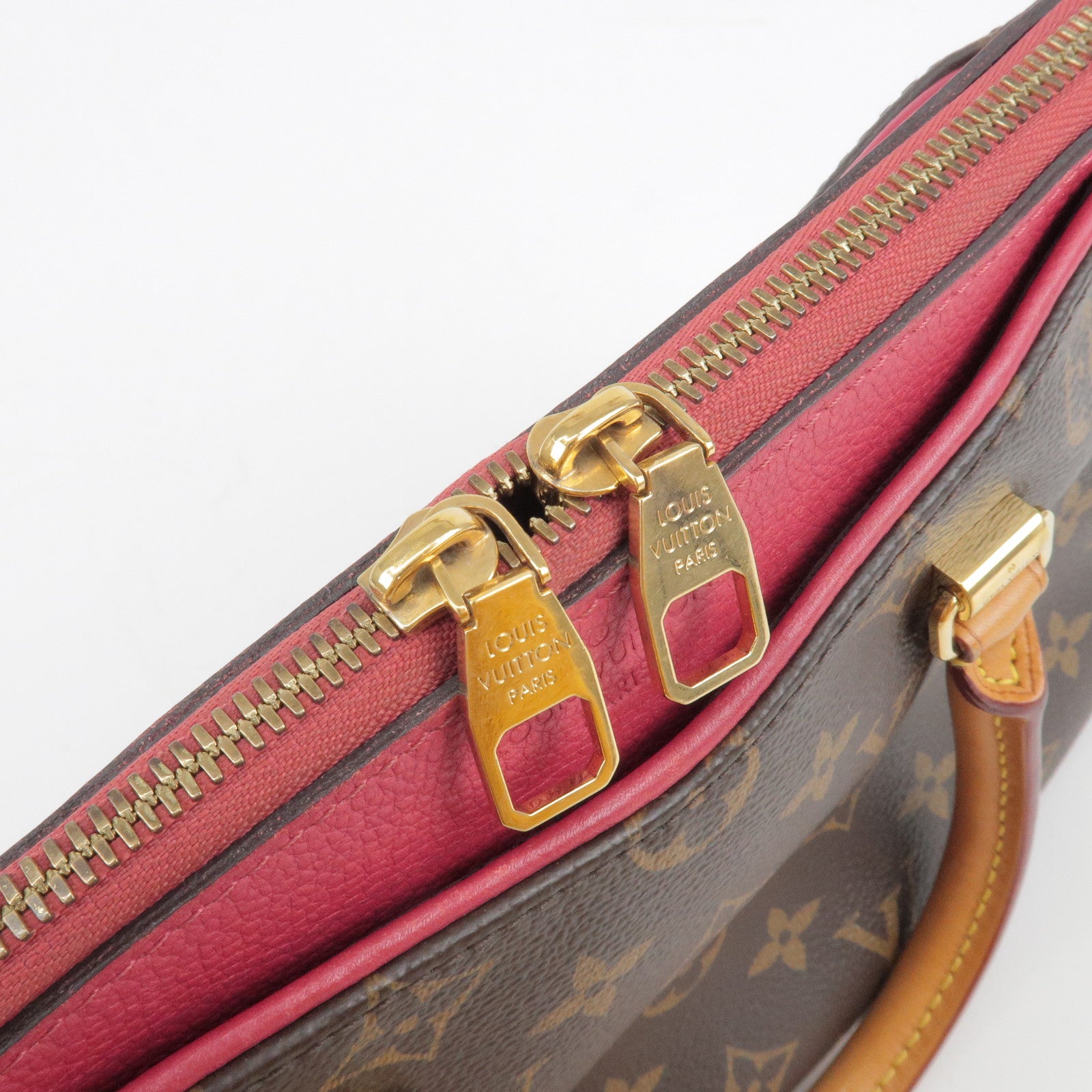 Portefeuille Louis Vuitton en toile monogram marron et cuir rose