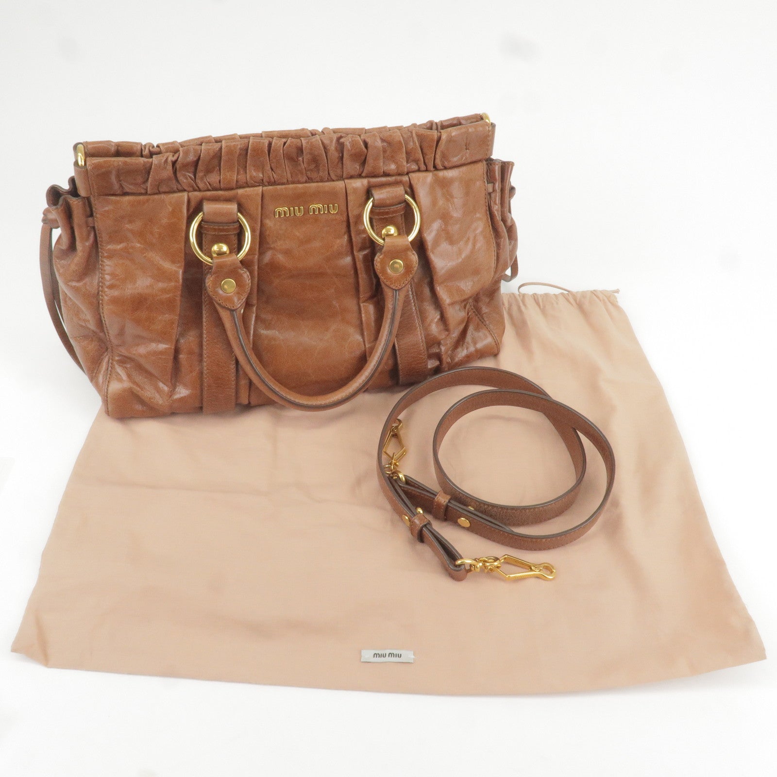 2Way - Brown - ep_vintage luxury Store - Hand - Miu Miu Leather