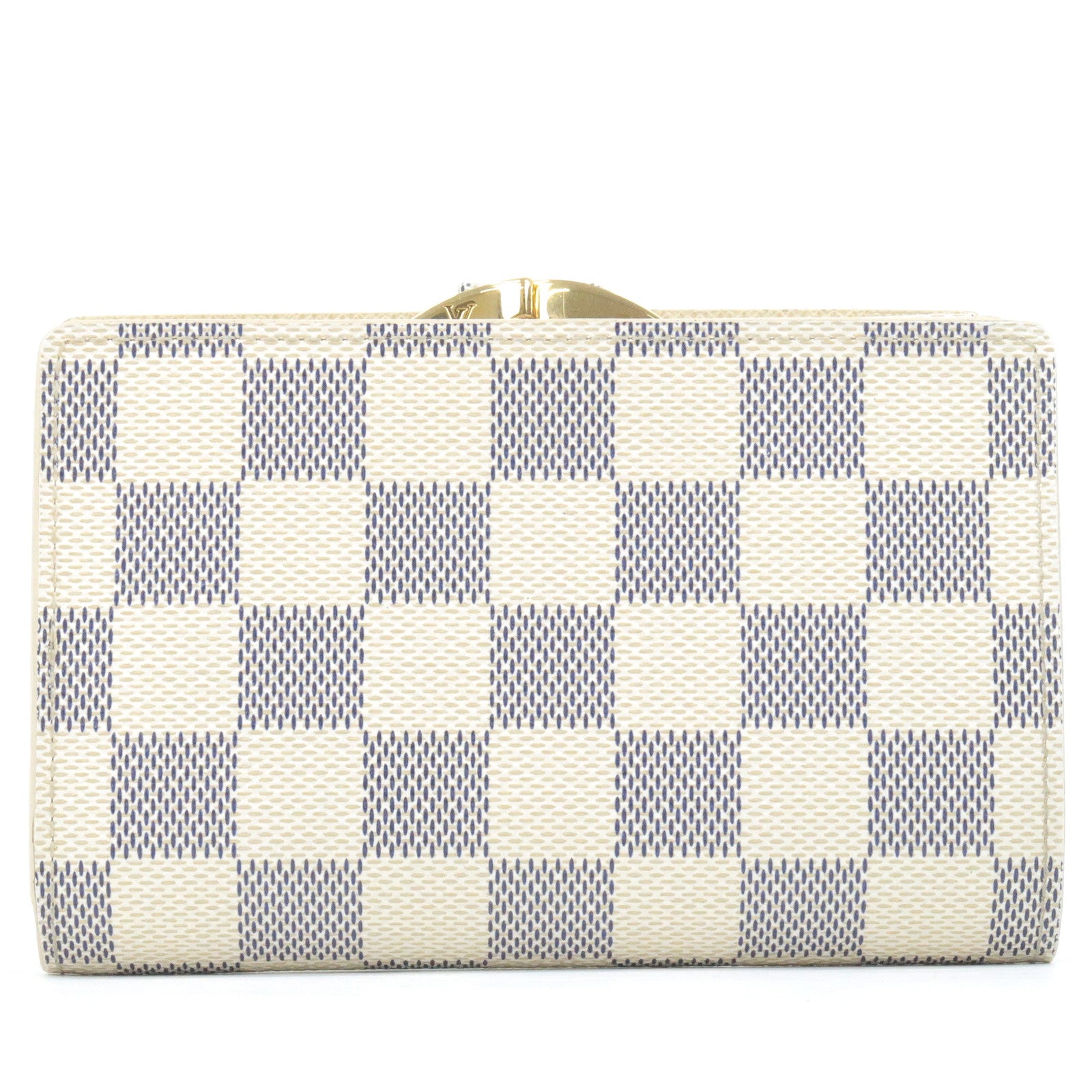 Louis Vuitton Damier Azur Folding Wallet White Pink Preowned Authentic