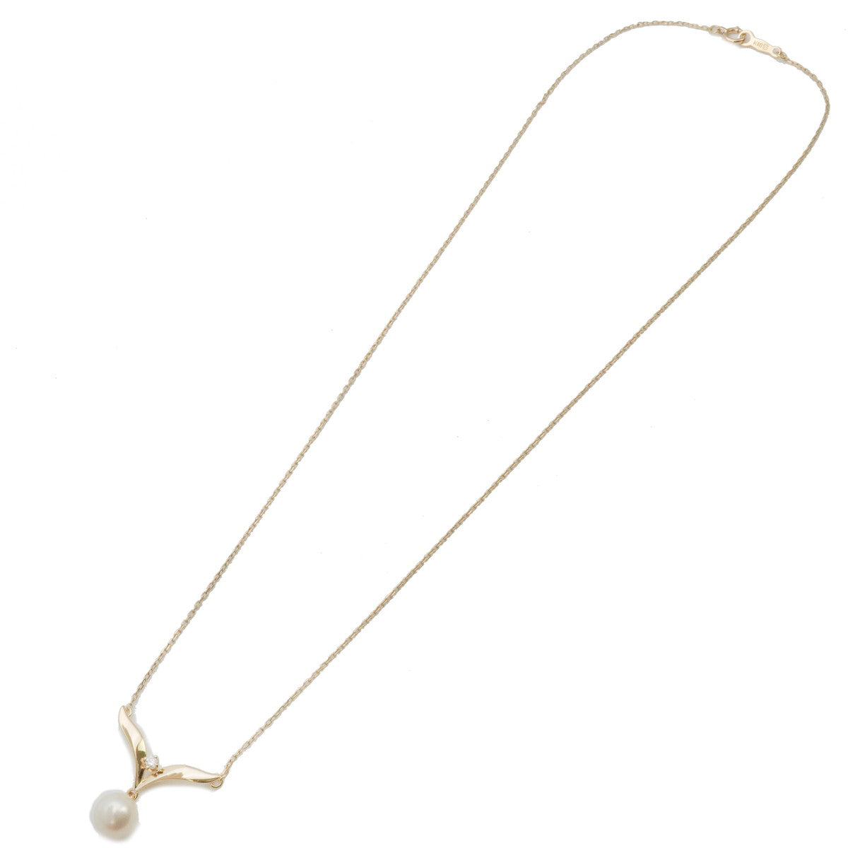 MIKIMOTO-Pearl-Diamond-Necklace-K18YG-750YG-Yellow-Gold