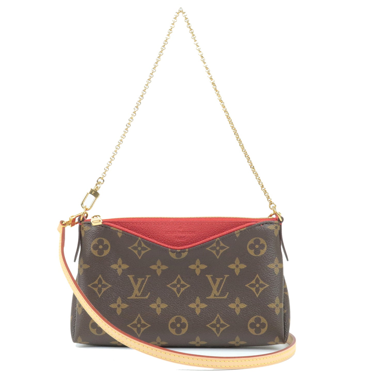 Sac Louis Vuitton Pallas PM en toile monogram et cuir cerise