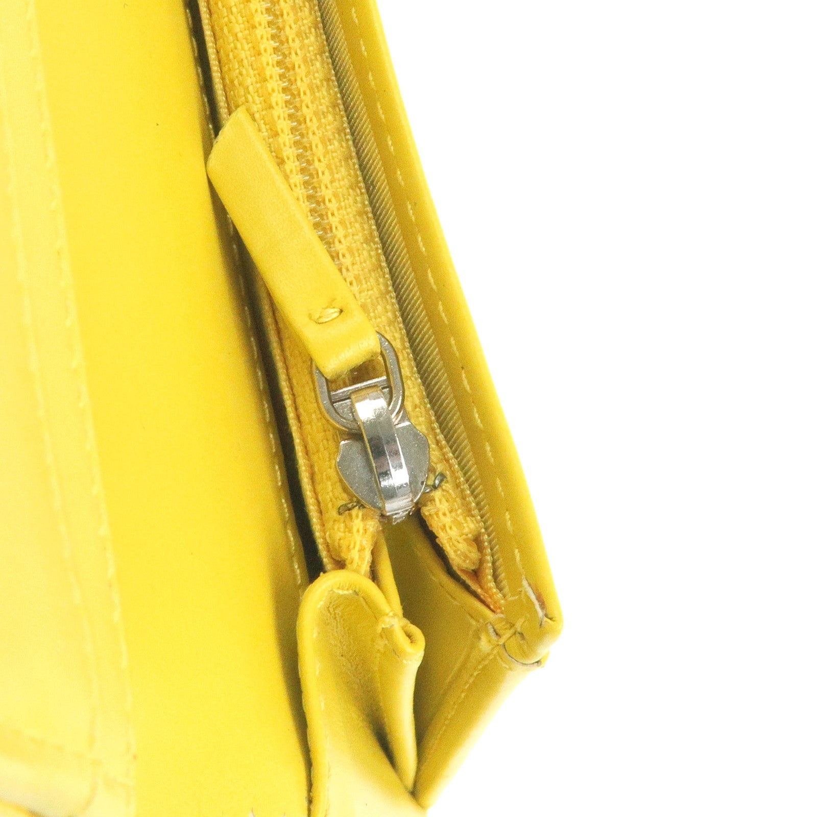 Chanel Mustard Patent Leather Chain Strap Quilted Flap Closure Turn Lock Bag
