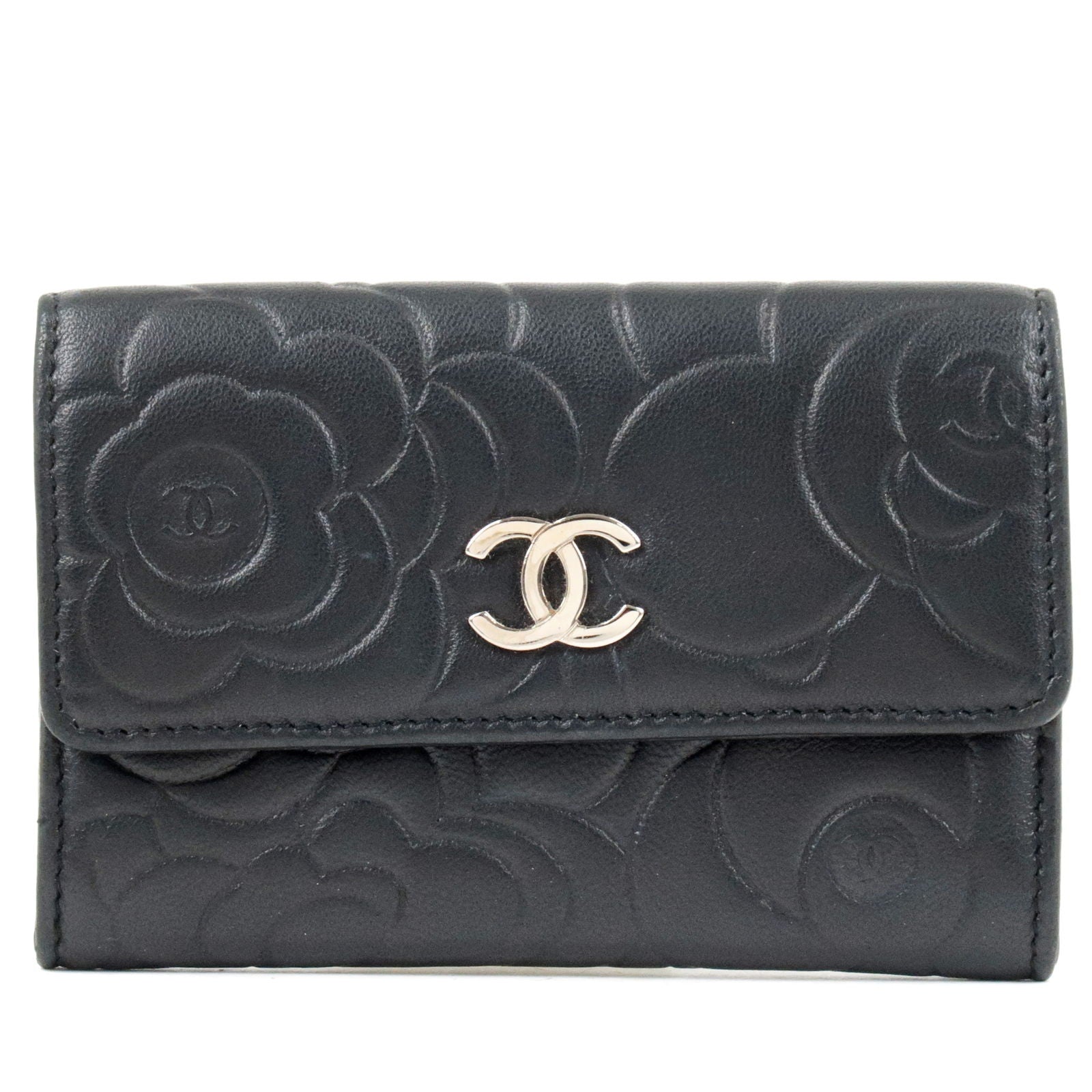 Chanel wallet Camellia , black lamb , neuf Lambskin ref.151976