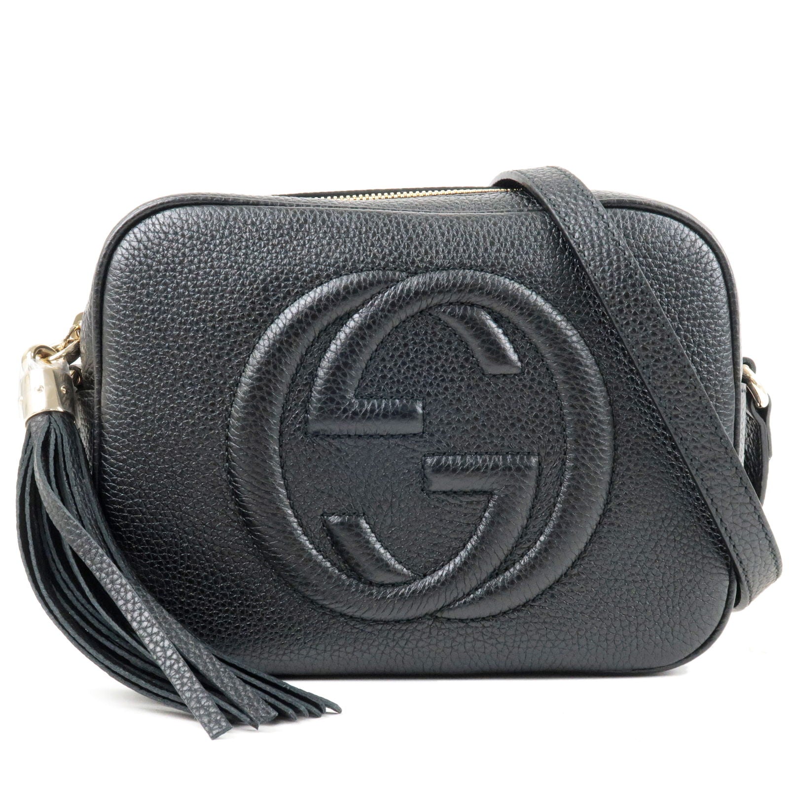 GUCCI Soho Disco Pebbled Leather Small Crossbody Bag Beige 308364