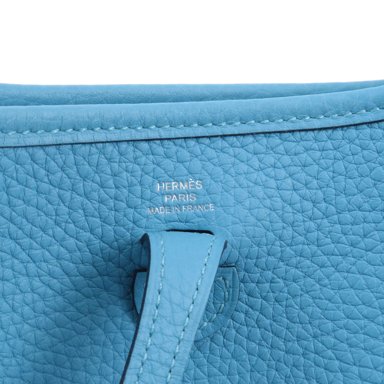 hermes evelyne small model shoulder bag in blue jean togo leather