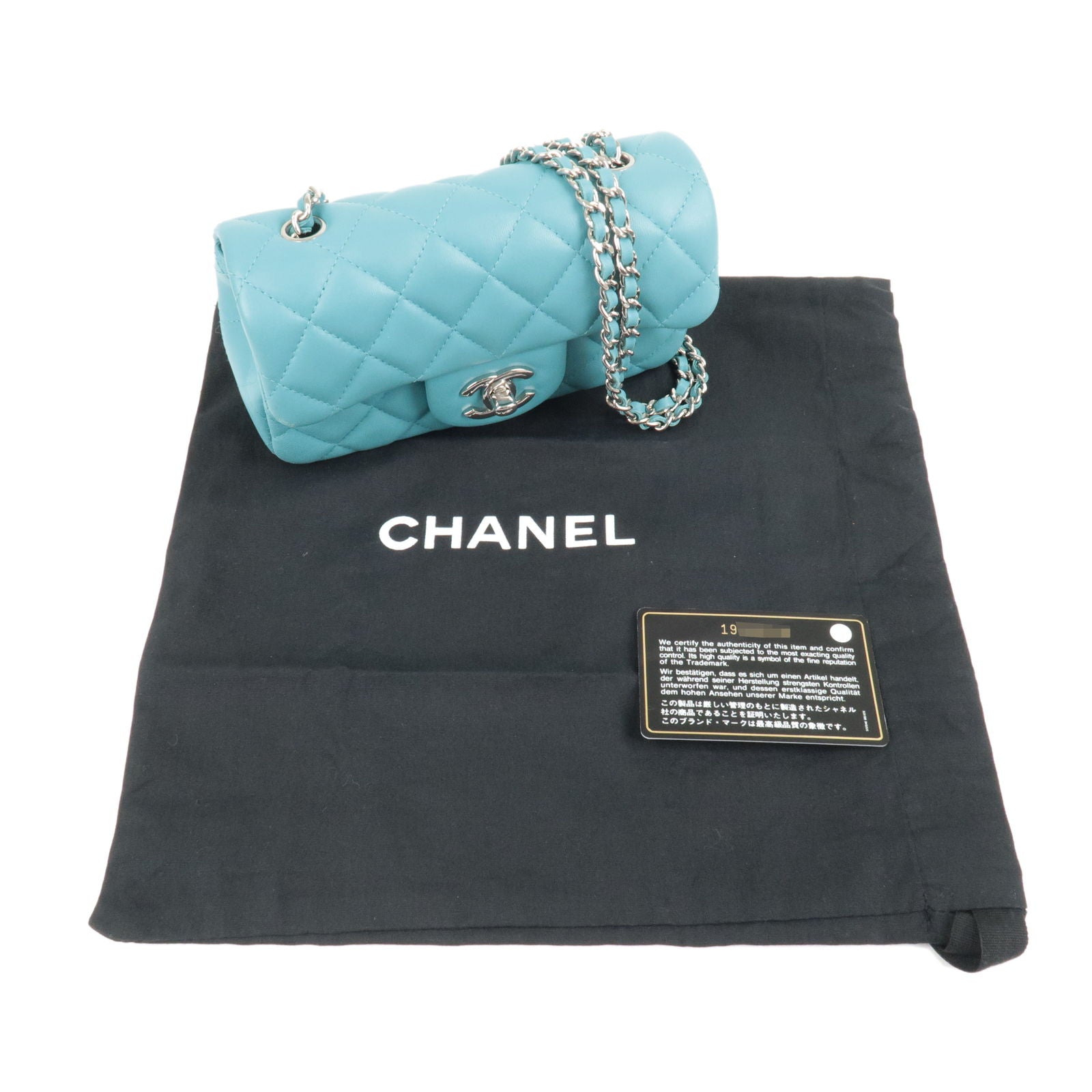 Chanel Mint Blue Velvet Double Flap Bag - Vintage Lux