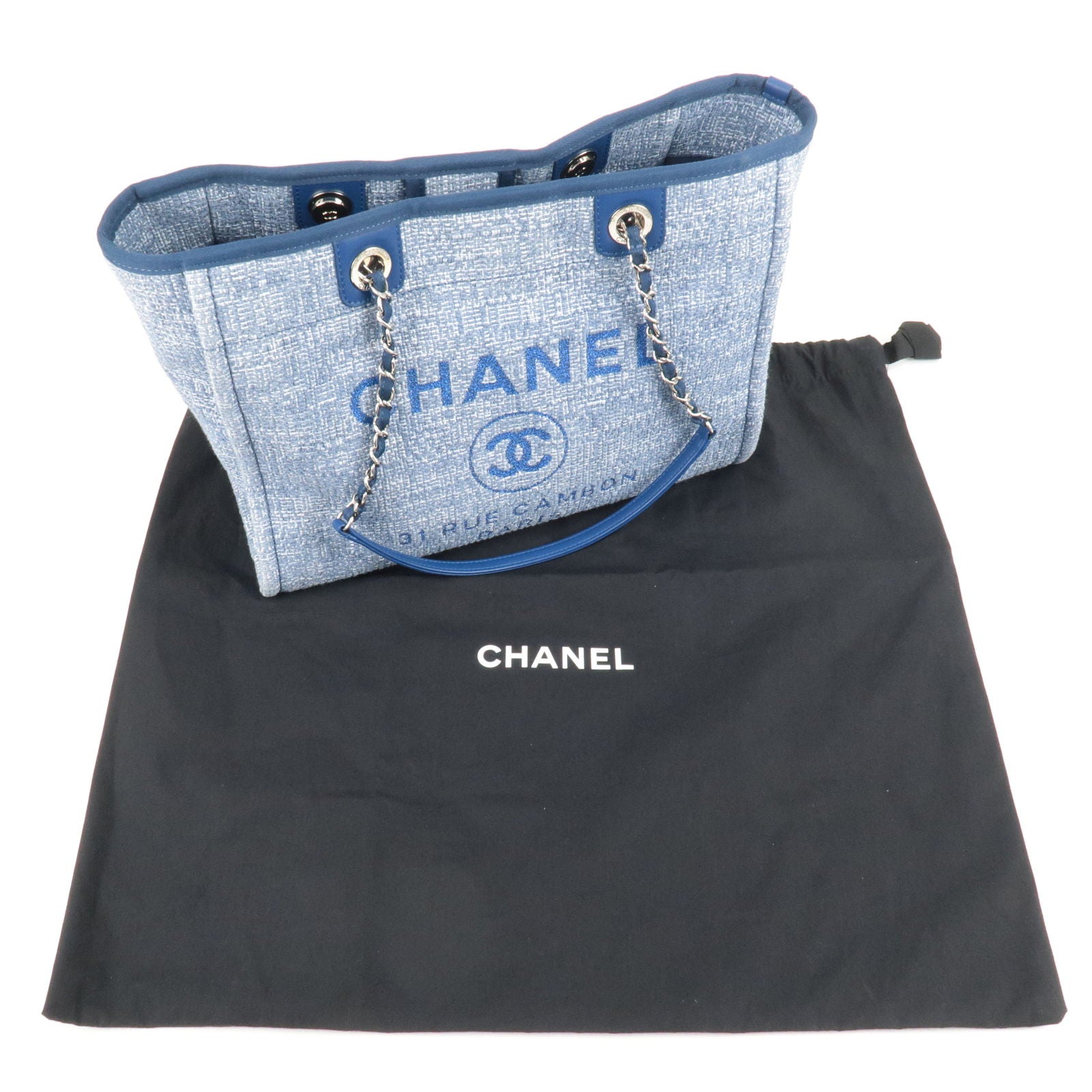 Canvas - CHANEL - Bag - Chanel Pre-Owned 1996 CC logo lettering bracelet -  A67001 – dct - Leather - Tote - Chain - Blue - Deauville - ep_vintage  luxury Store - MM