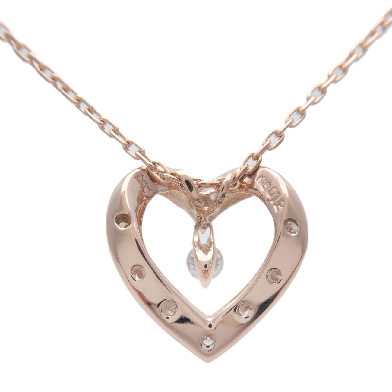 VENDOME-AOYAMA-Heart-Diamond-Necklace-0.12ct-K18-Rose-Gold