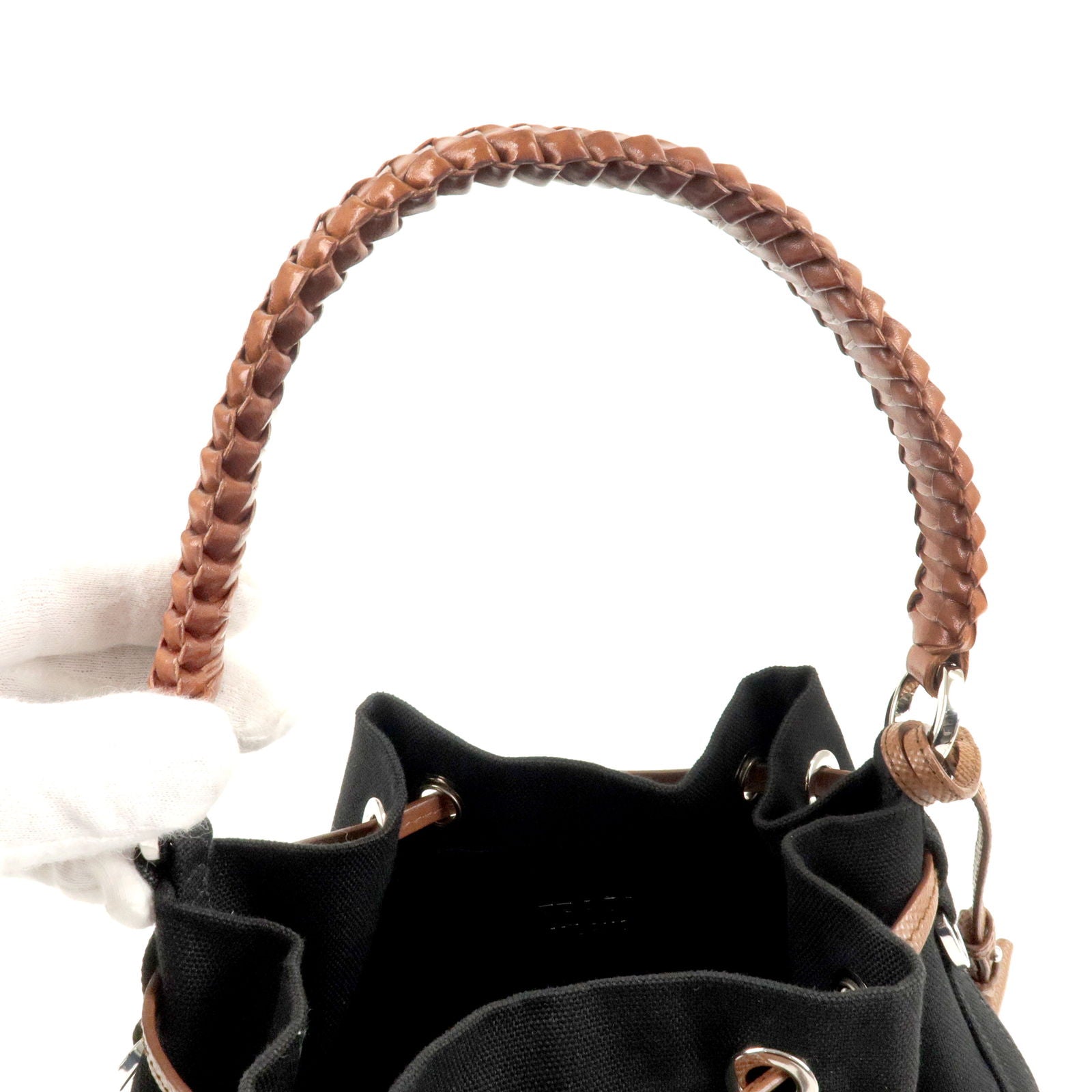 Leather - Shoulder - 1BE032 – dct - PRADA - Bag - Prada wavy stripe  playsuit Schwarz - Bucket - Black - ep_vintage luxury Store - Canvas