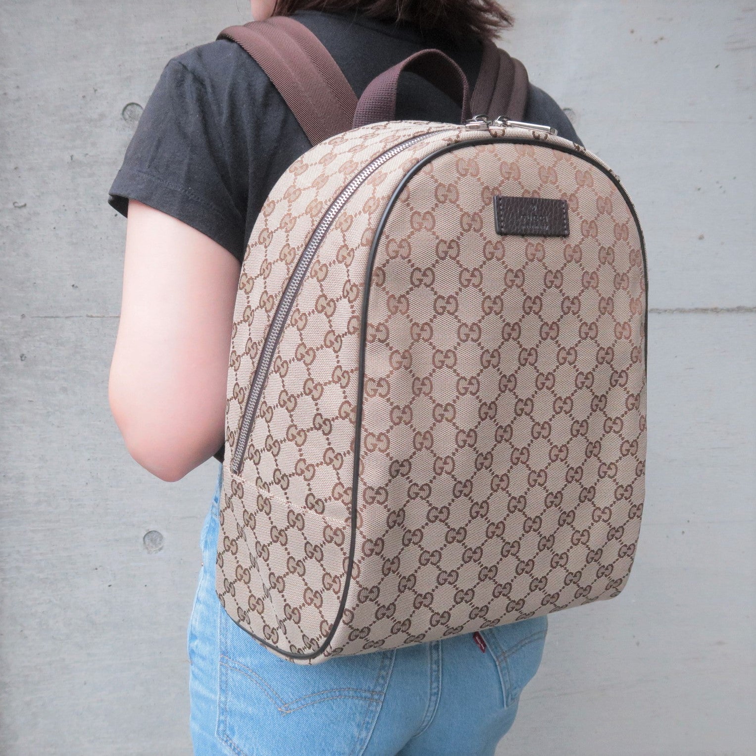 GUCCI GG Monogram Canvas Travel Backpack Bag Beige 449906