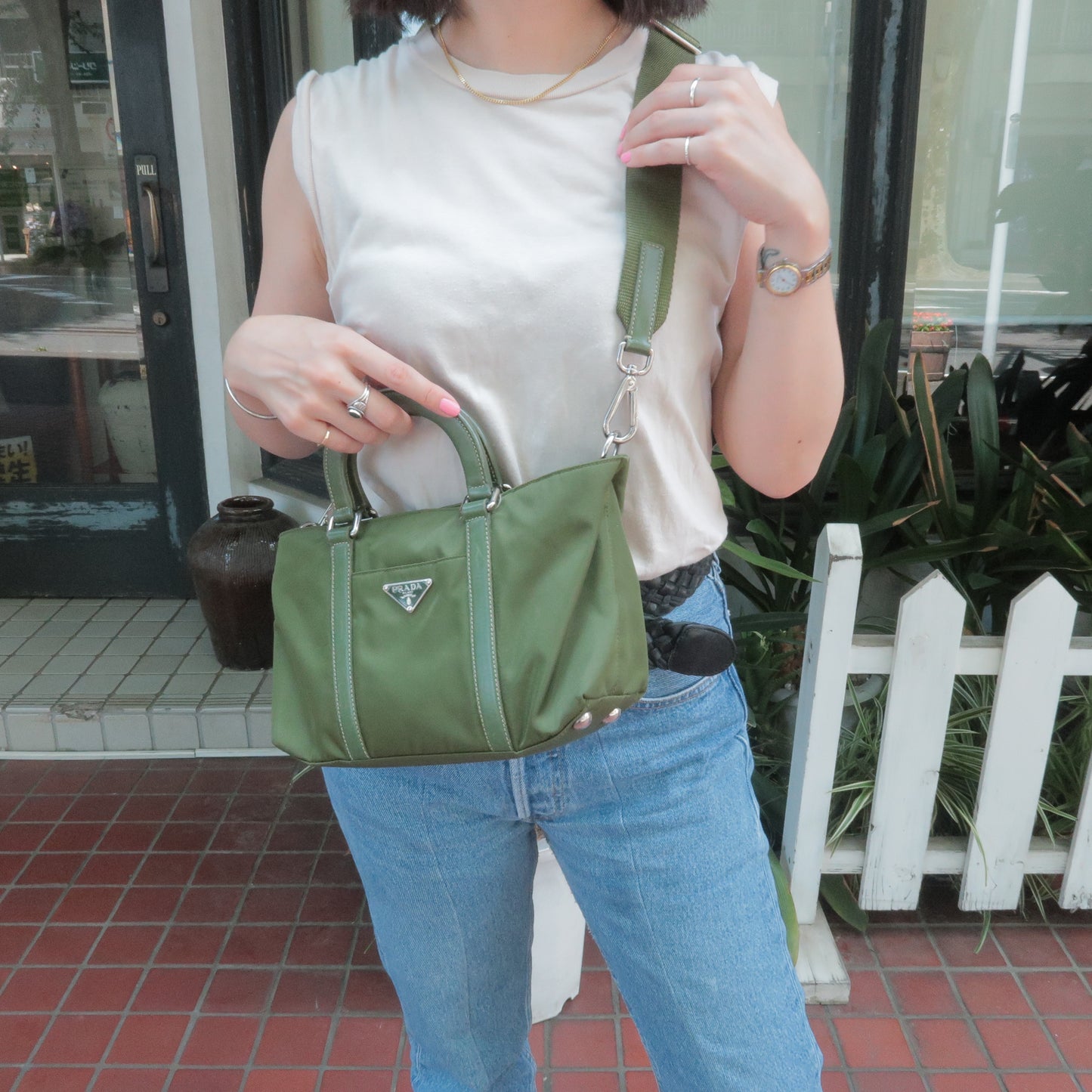 Prada Re-edition 2000 Shoulder Bag in Green