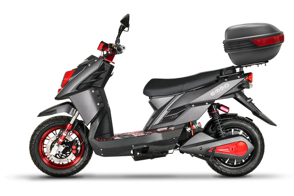 Emmo-Koogo-Electric-Scooter-Moped-EBike-Red-Side-Tailbox