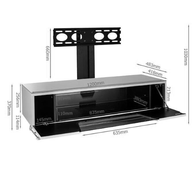 alphason chromium 1200mm tv stand with bracket in ivory (cro2-1200bkt-iv)