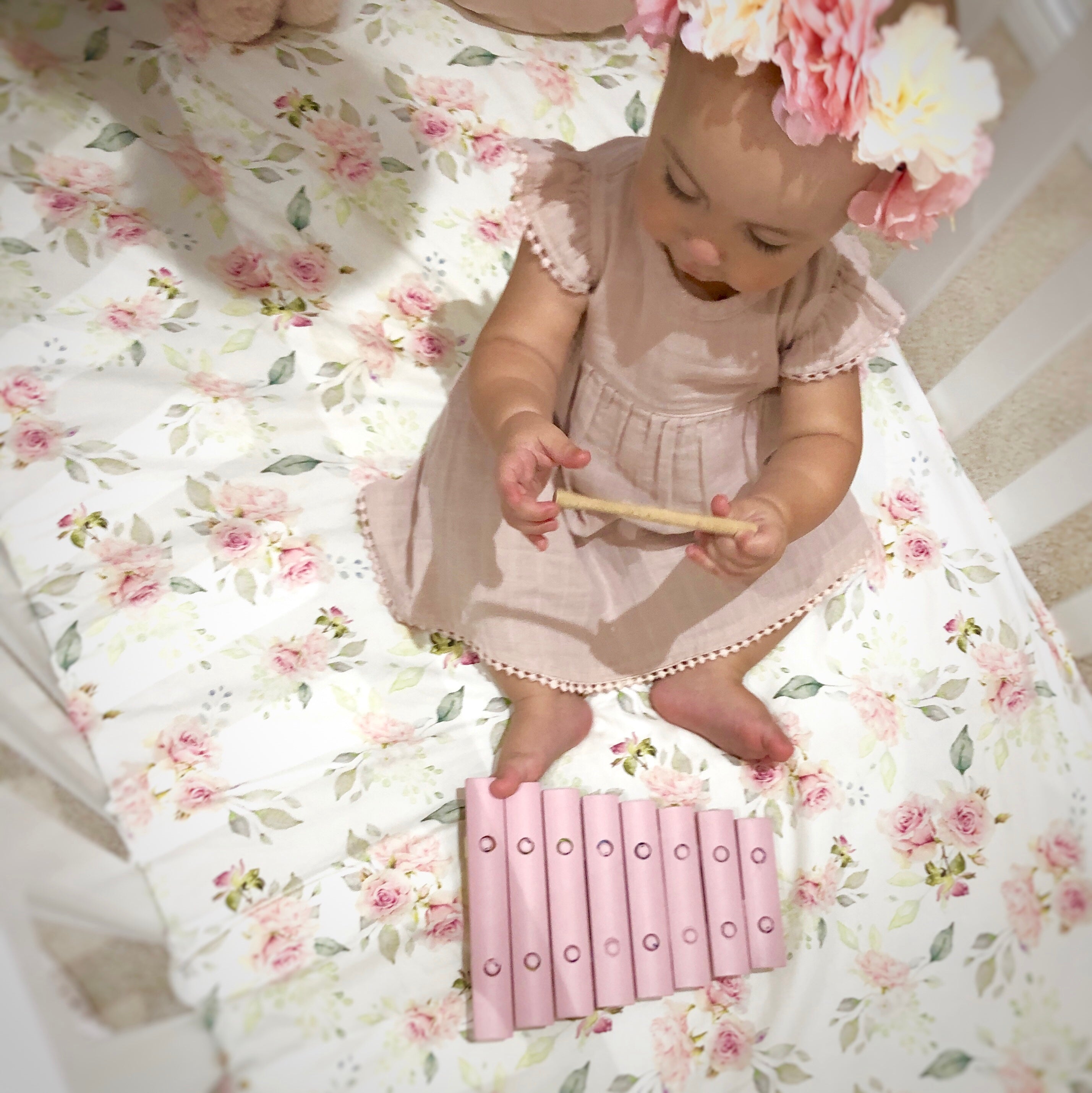 dusty pink cot sheet