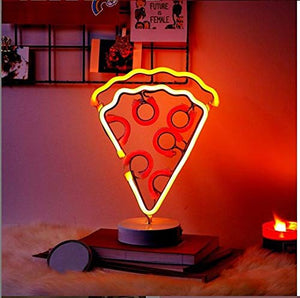 Merkury Innovations 12 Pizza Multi Color Led Lights Neon Signs Mood Light With Pedestal Battery Operated Night Light Bedroom Decorations Lamp Home