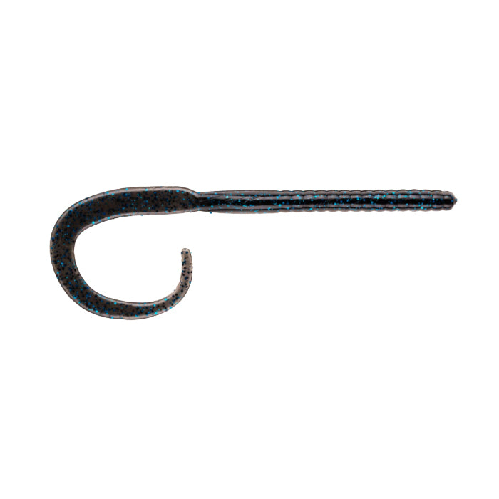 NetBait BaitFuel Infused C-Mac Ribbontail Worm Black Blue Flake / 11"