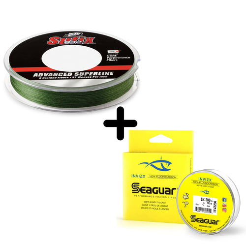 Sufix 832 Braid with Seaguar InvizX 100% Fluorocarbon Leader Material 30lb / Low-Vis Green / 15lb Sufix 832 Braid with Seaguar InvizX 100% Fluorocarbon Leader Material 30lb / Low-Vis Green / 15lb