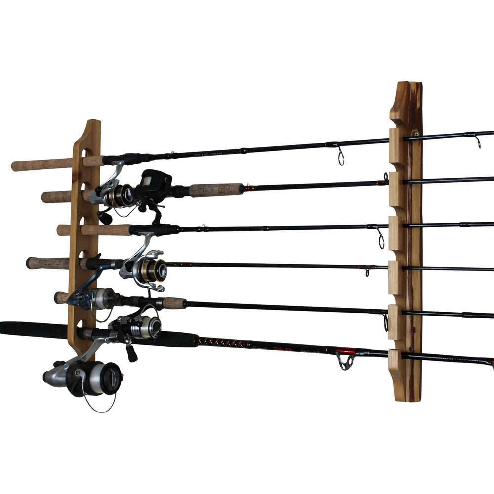 Rush Creek Creations Rustic Wood 6 Rod Wall & Ceiling Rack Rustic Wood 6 Fishing Rod Wall & Ceiling Rack