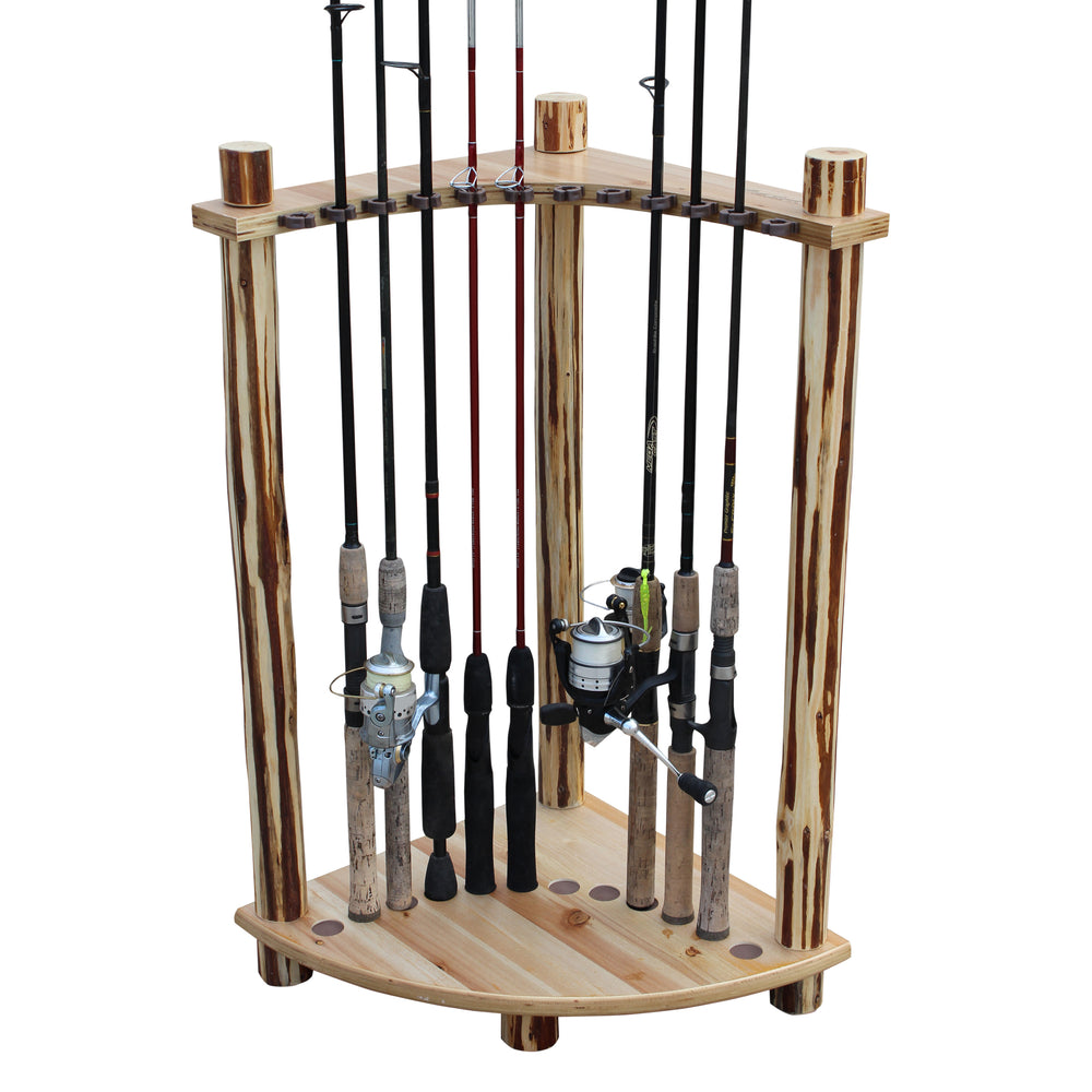 Rush Creek Creations Rustic 12 Rod Corner Rack Rustic 12 Rod Corner Rack