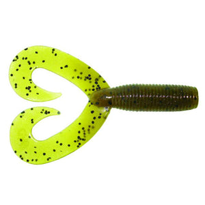 Double Tail Grub 5" / Green Pumpkin Black Flake