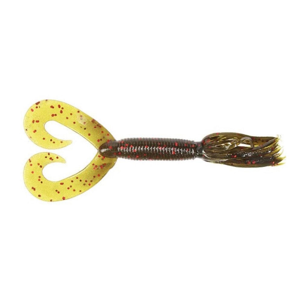 Yamamoto Double Tail Hula Grub 5" / Green Pumpkin Red Flake