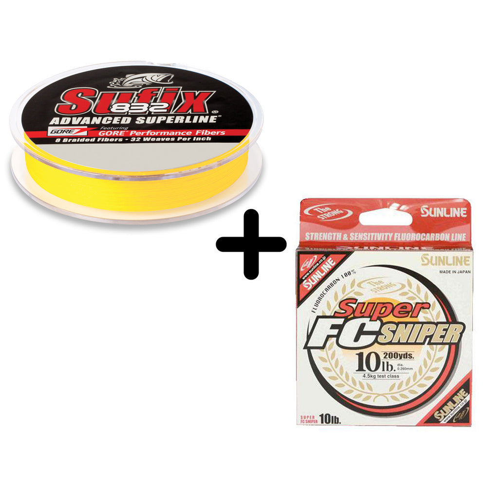 Sufix 832 Braid with Sunline Super FC Sniper Fluorocarbon Leader