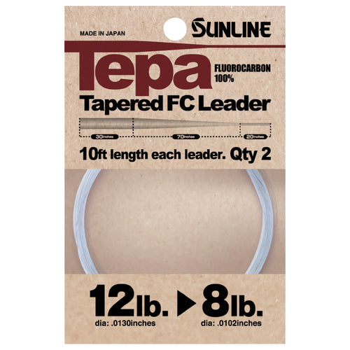 Sunline Tepa Tapered FC Fluorocarbon Leader Material 12lb to 8lb / 10 Feet Sunline Tepa Tapered FC Fluorocarbon Leader Material 12lb to 8lb / 10 Feet
