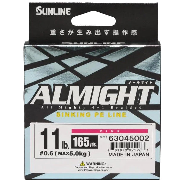 Sunline Almight Sinking Braid 16lb / Pink / 165 Yards