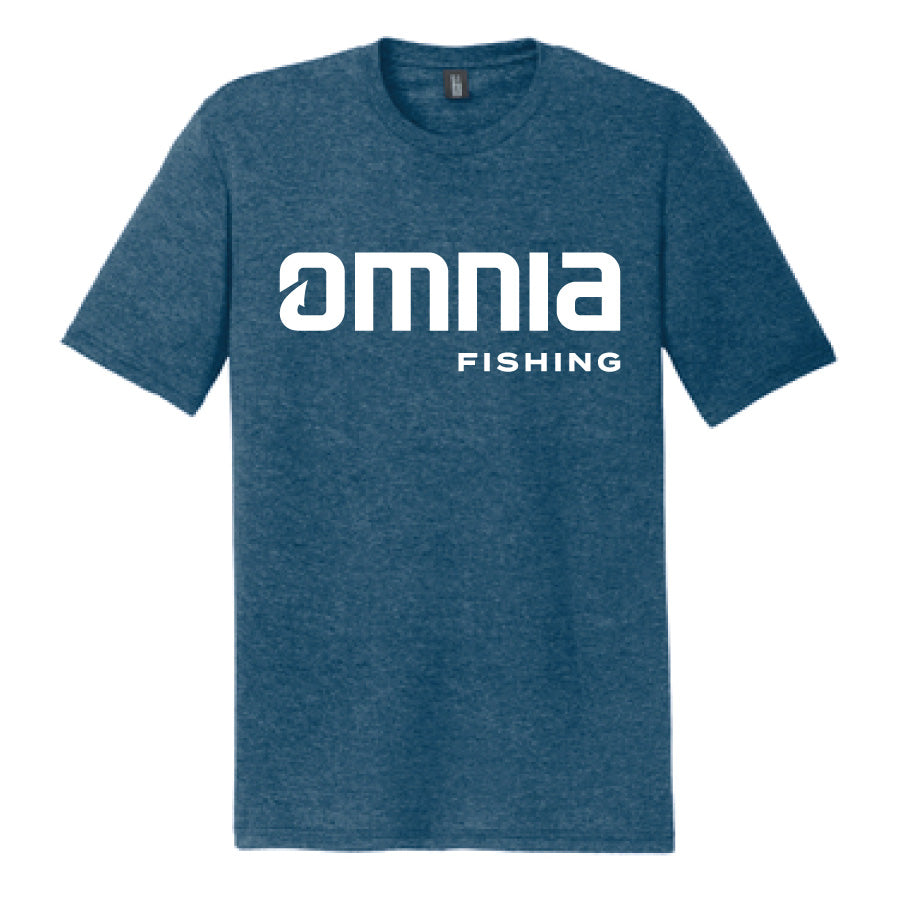 Omnia Fishing Stacked Logo T-Shirt - Neptune Blue Small / Neptune Blue
