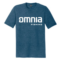 Omnia Fishing Stacked Logo T-Shirt - Neptune Blue