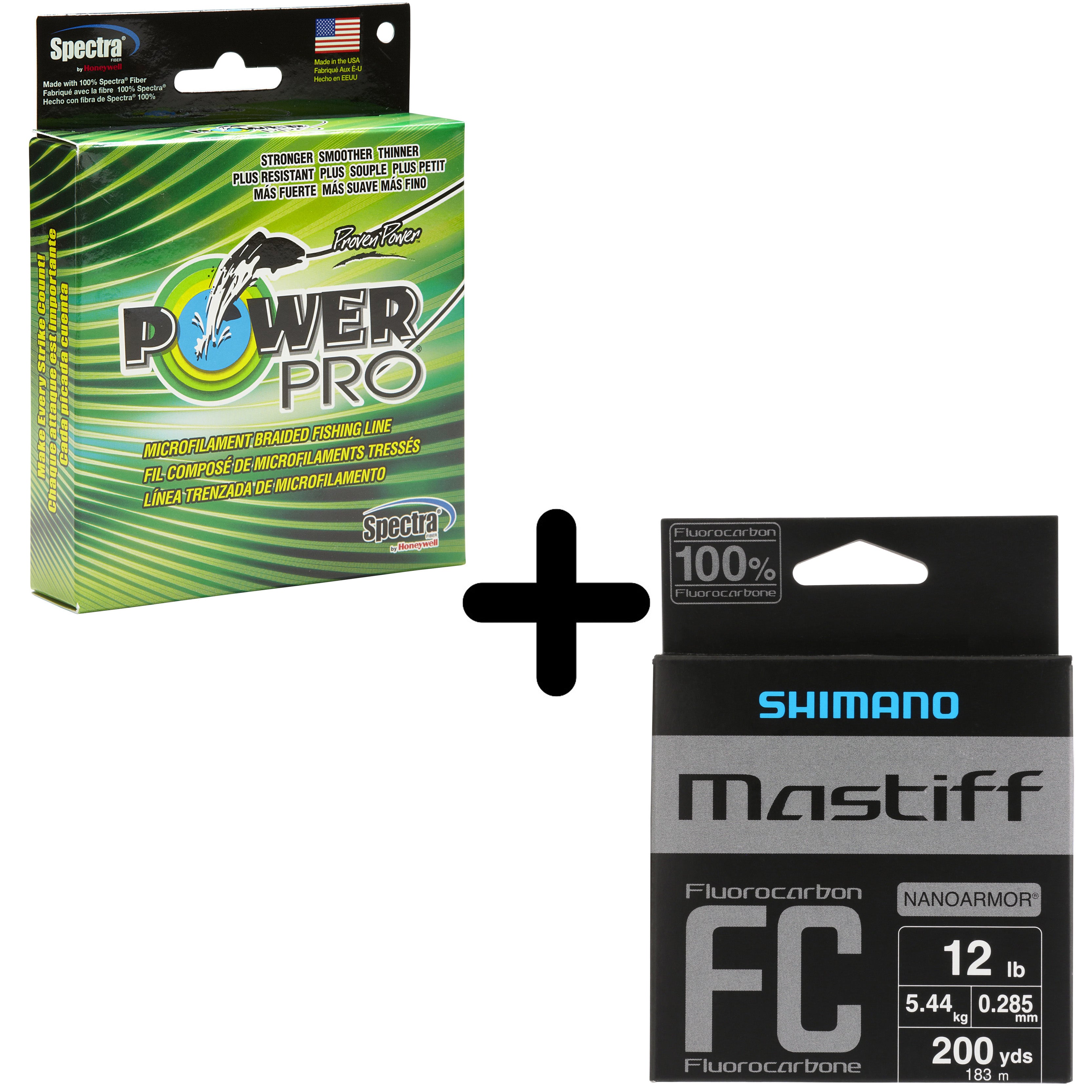 PowerPro Spectra Braid with Shimano Mastiff FC Fluorocarbon Leader Material