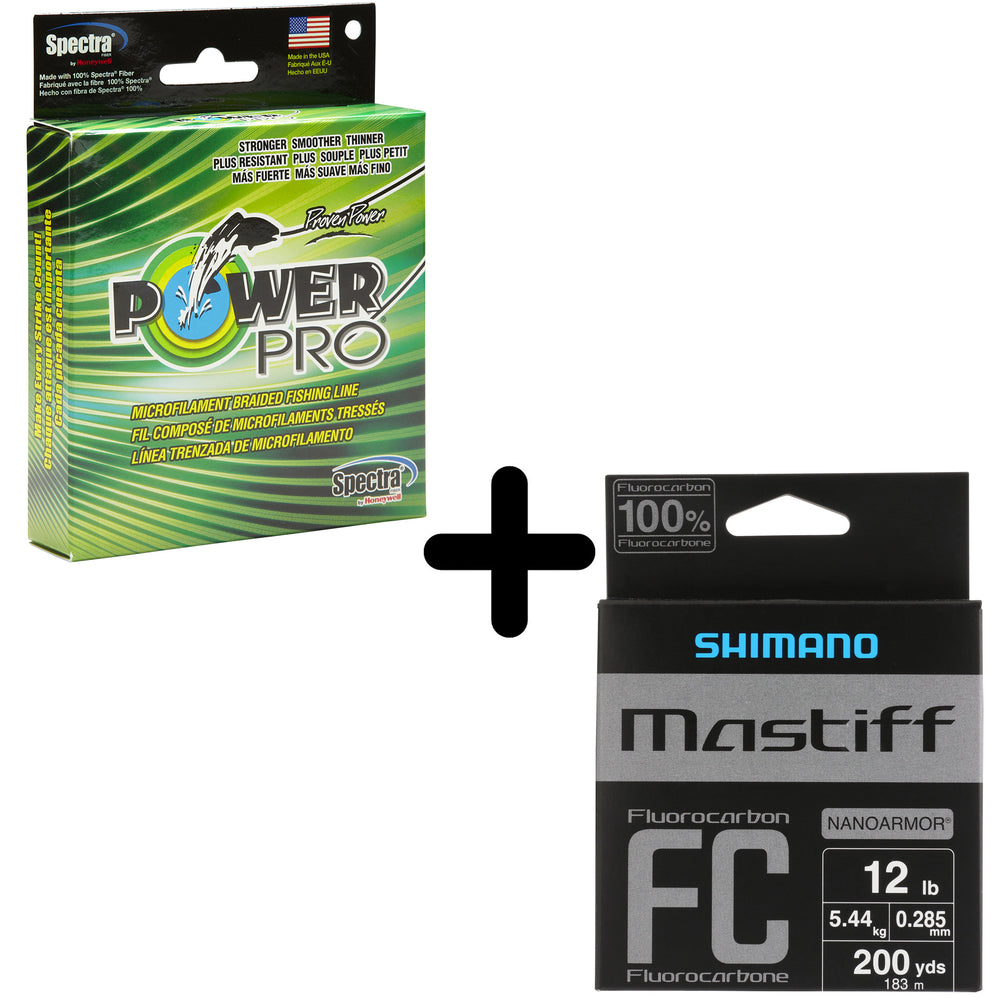 PowerPro Spectra Braid with Shimano Mastiff FC Fluorocarbon Leader