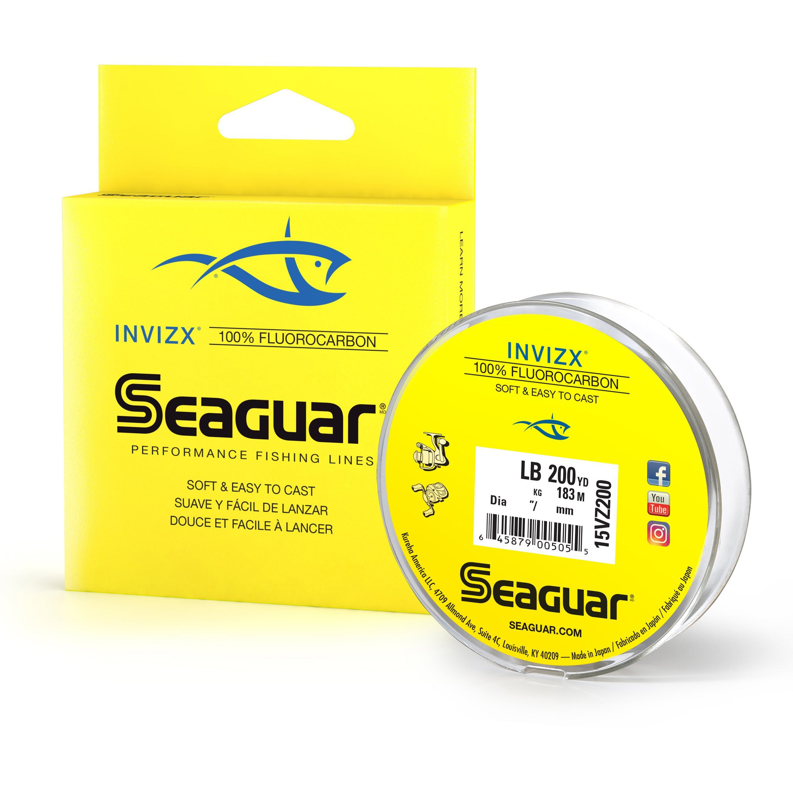 Seaguar InvizX 100% Fluorocarbon 1000yd 8lb, Clear, One Size