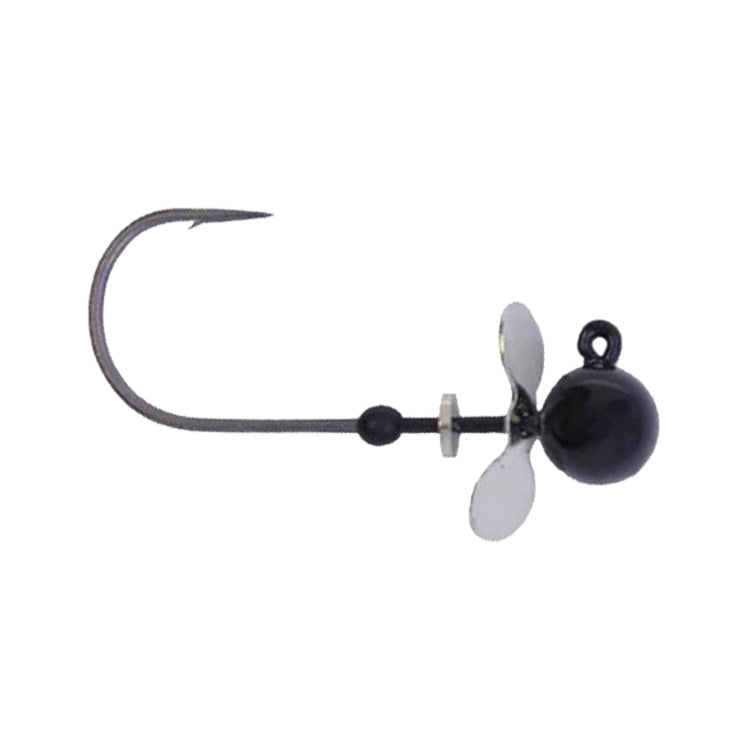 Xzone Lures Tungsten Propeller Ball Head Jig 1/16 oz / 1/0 / Black