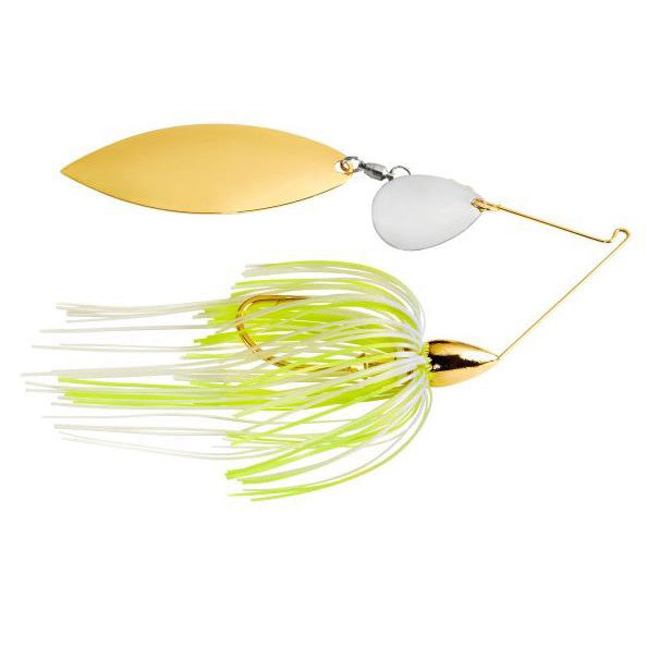 War Eagle Tandem Willow Gold Frame Spinnerbait 3/8oz Hot White Chartreuse