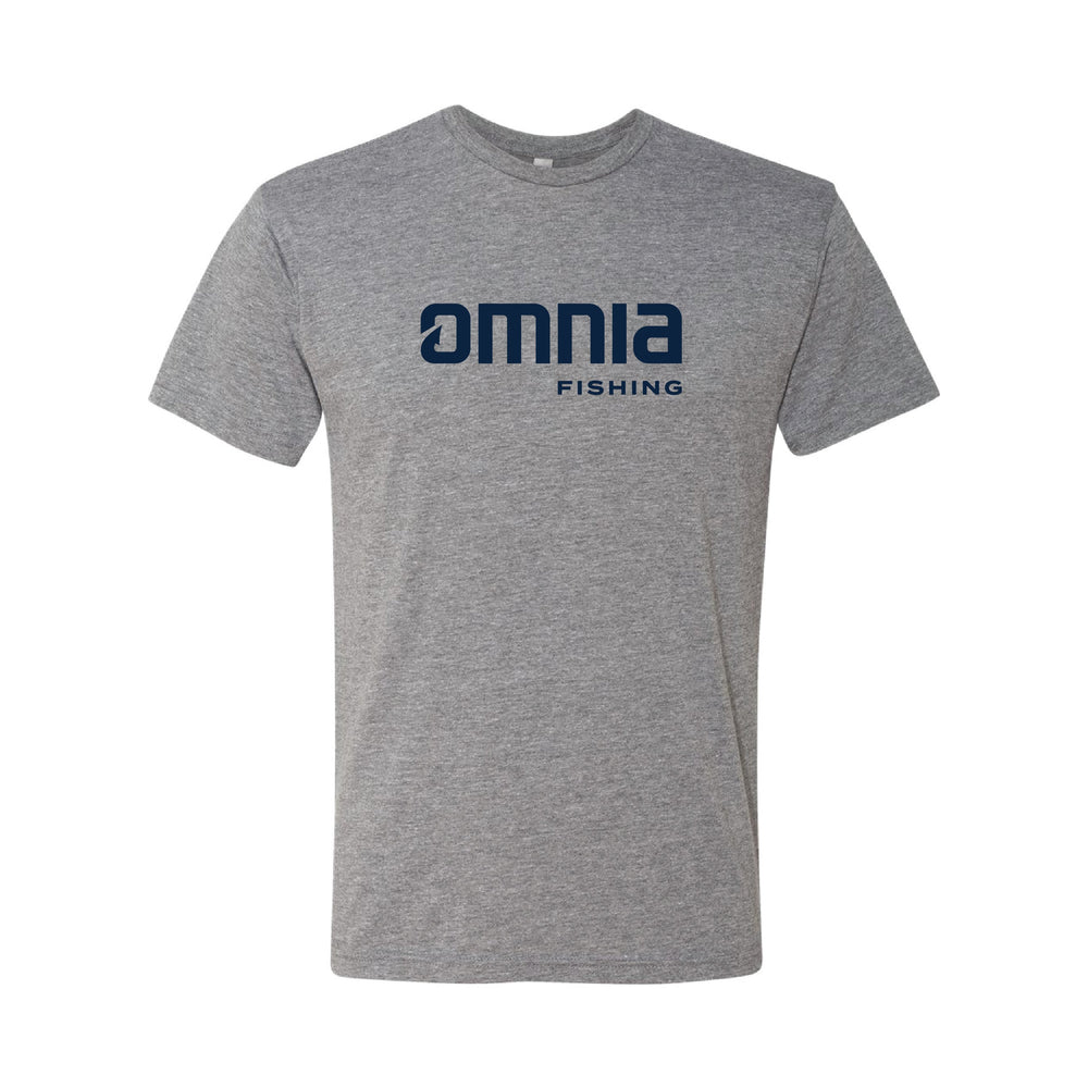Omnia Fishing Stacked Logo T-Shirt - Heather Gray Medium / Heather Gray