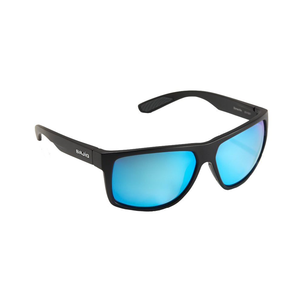 Bajío Boneville Glass Lens Sunglasses Black Matte / Blue Glass