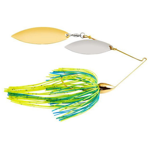War Eagle Gold Double Willow Spinnerbait 1/2 oz / Chartreuse Blue War Eagle Gold Double Willow Spinnerbait 1/2 oz / Chartreuse Blue