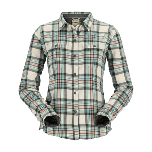 Simms Women's Santee Flannel Shirt Small / Seafoam Camp Plaid Simms Women's Santee Flannel Shirt Small / Seafoam Camp Plaid