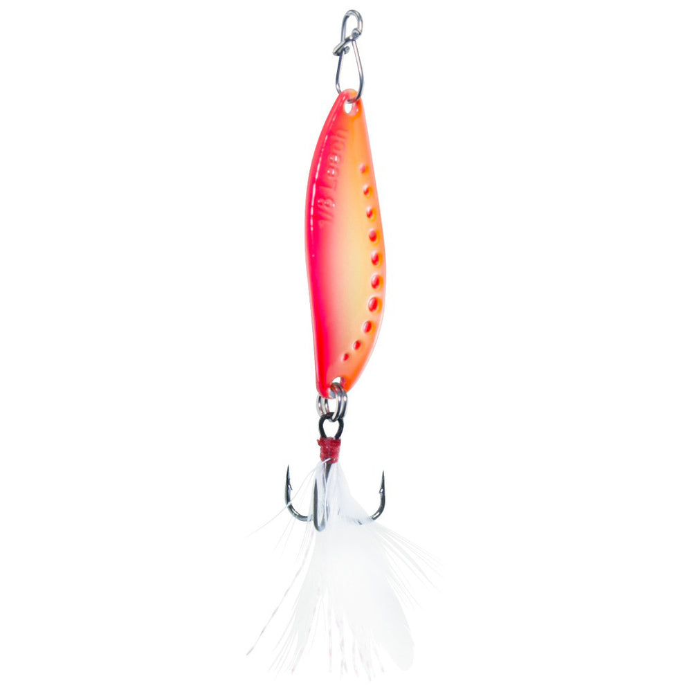 Clam Leech Flutter Spoon Glow Chartreuse/Pink; 1/8 oz.