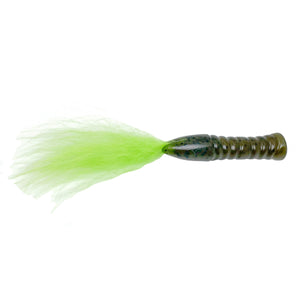 Ned Fox Tail Worm Green Pumpkin Chartreuse / 3"