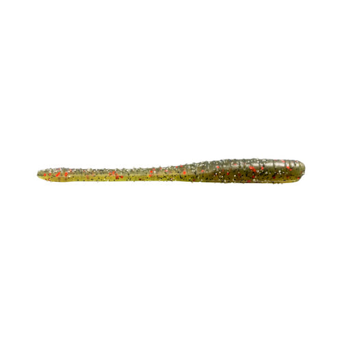 Great Lakes Finesse 4" Drop Worm Green Pumpkin Red Flake / 4" Great Lakes Finesse 4" Drop Worm Green Pumpkin Red Flake / 4"