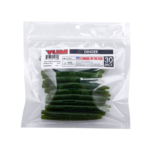 Yum 4 Dinger Soft Plastic Fishing Worm Black Pack of 10, YDG4110