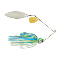 Booyah Covert Colorado Willow Blades Spinnerbait 1/2 oz / White Chart Blue G/N Blade / Gold Colorado/Nickel Willow
