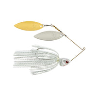 Booyah Covert Double Willow Blade Spinnerbait White Silver Scale Pearl HD / Nickel/Gold / 1/2 oz