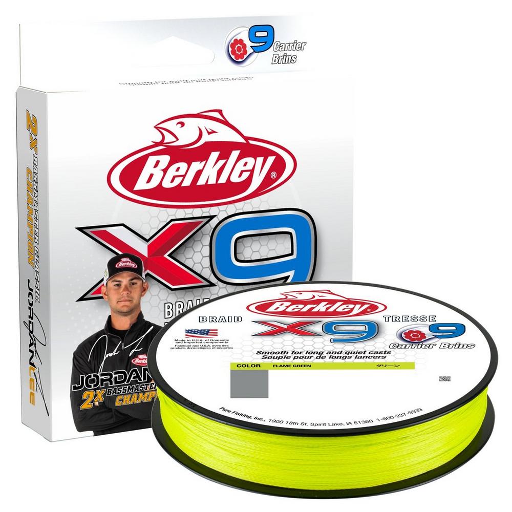 Berkley Jordan Lee X9 Braided Line - EOL 15lb / Flame Green / 328 Yards